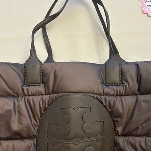 Tory Burch Dark Brown Quilted Tote